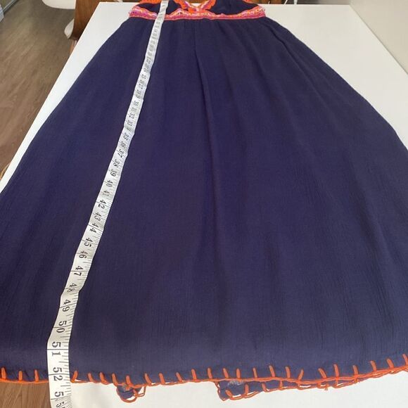 Indigo Rein Navy Blue Boho Maxi Summer Dress Size Medium - Picture 10 of 10